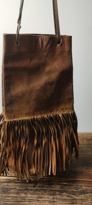 Torebka skóra z frędzlami Vintage