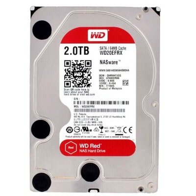 Dysk WD 2TB WD20EFRX 5,4K 64Mb Sata III 3,5'' Red