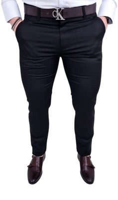 Czarne spodnie eleganckie slim fit wizytowe Stylovy D-1100 42