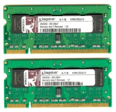 Dual KINGSTON 2GB , 2x1GB KVR667D2S5/1G PC2-5300