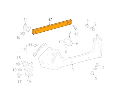 Підсилювач бампера задня toyota prius xw50 16- фото №1