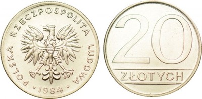 20 zł złotych nominał 1984 mennicze mennicza