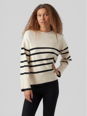 Sweter beżowy w czarne paski Vero Moda XS