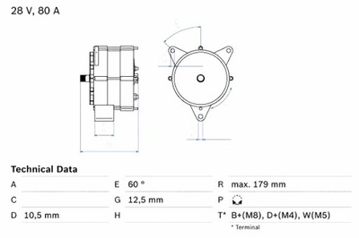 BOSCH ГЕНЕРАТОР DAF 45 55 65 65 CF 75 75 CF 85 85 CF 95 95 XF CF 85