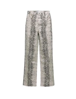 Spodnie ZARA WIDE LEG IN WHITE SNAKE r. XS