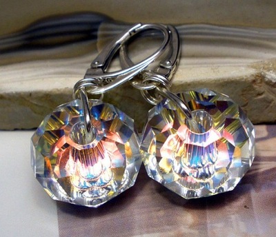 Kryształy kolczyki SREBRO Aurora