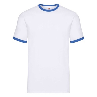 FRUIT OF THE LOOM MĘSKI T-SHIRT RINGER WHT/BLU XL