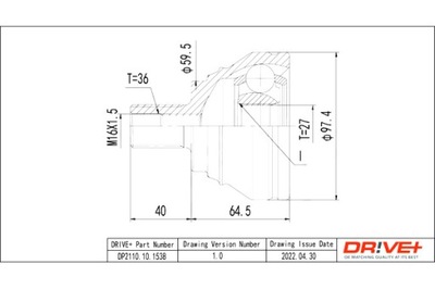 DRIVE+ MUÑÓN SEMIEJES EXTERIOR VOLKSWAGEN GOL F V 1.9TDI 03-  