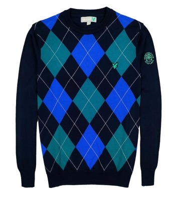 LYLE & SCOTT MĘSKI SWETER W ROMBY GRANATOWY ORYGINAŁ r. L