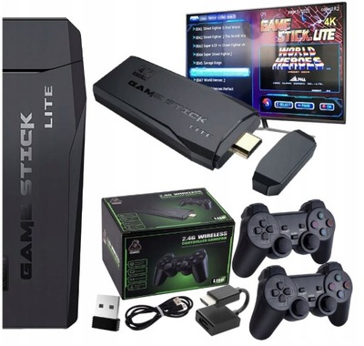 Konsola retro gra telewizyjna bezprzewodowa HDMI 2 x pady +20000 gier