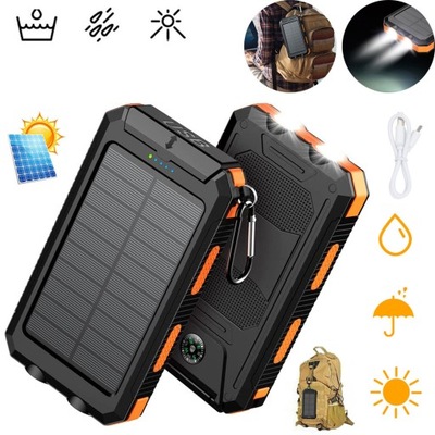 SOLARNY POWERBANK 30 000 MAH, PRZENOŚNA ŁADOWARKA SOLARNA, WODOSZCZELNOŚĆ