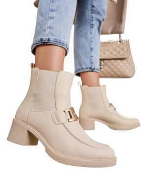 BEŻOWE BOTKI DAMSKIE EWIOS 37