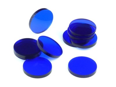 Koła, pleksi, niebieskie przezroczyste, 22 mm (10)