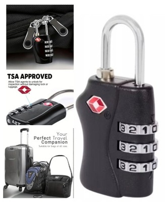Kłódka z kodem numerycznym z szyfrem bagażowa czarna TSA Lock