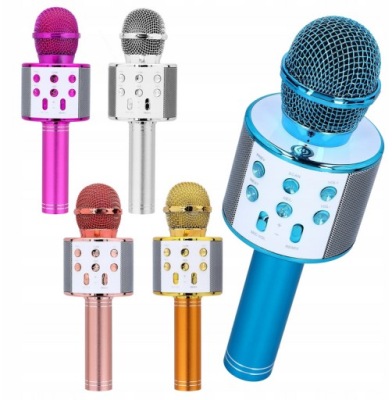 MIKROFON BEZPRZEWODOWY KARAOKE BLUETOOTH GŁOŚNIK ZŁOTY
