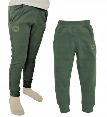 MROFI SPODNIE DRESOWE SPORT SLIM DLA SZCZUPŁYCH CHŁOPCÓW 128 KHAKI