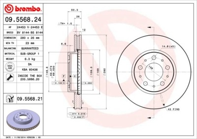 DISKAI STABDŽIŲ PRIEK. BREMBO 09.5568.21 09556821 