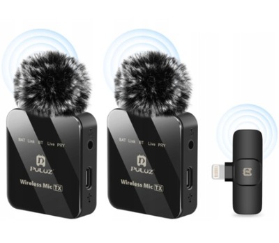 2x Bezprzewodowy Mikrofon Krawatowy PULUZ do iPhone LIGHTNING iOS PU647B