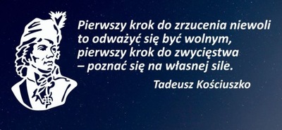 TADEUSZ KOŚCIUSZKO: CYTAT- WYCINANKA Z KARTONU standard