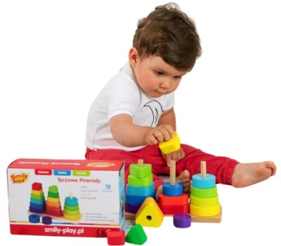 SMILY PLAY Piramidy sorter układanka drewniane