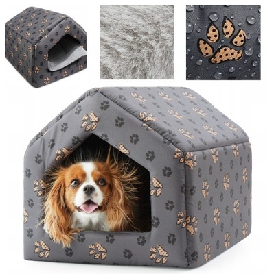 Legowisko buda dla psa kota DOMEK L ŁAPKI + FUTRO