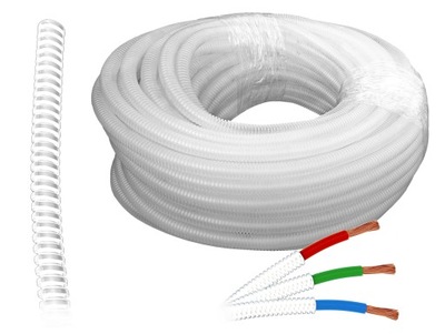 COVER TUBE PLASTIC FOR CABLES WIRES WHITE 19/15 MM 10M PROTECTION ON CABLES  