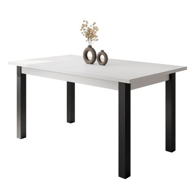 Stół ARTOS II rozkładany 150-198 cm biały mat nogi czarne