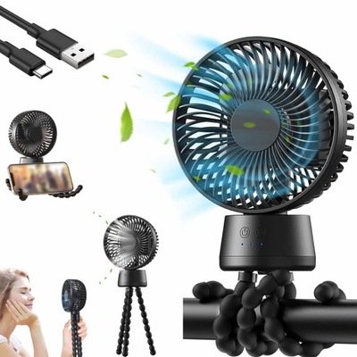 MINI WENTYLATOR USB Z FUNKCJĄ OSCYLACJI 120° 10000MAH 5V 3 PRĘDKOŚĆ WIATRU