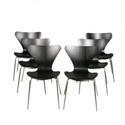 Zestaw 6 krzeseł, model 3107, Fritz Hansen, lata 50. XX wieku