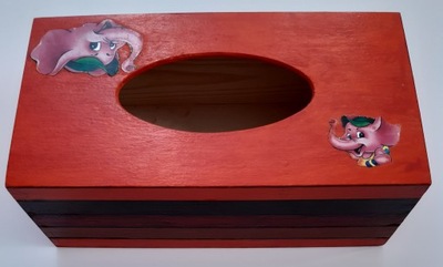 Drewniany kolorowy chustecznik pudełko chusteczki