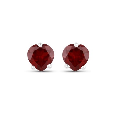 Srebrne kolczyki w kształcie serca z granatami