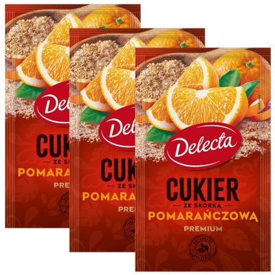 Cukier ze skórką pomarańczową Delecta 3x15g idealny do wypieków i ciast