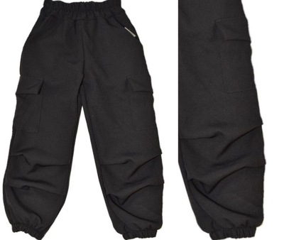 104-110 Spodnie dziewczęce spadochronowe czarne