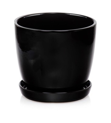 CERAMICZNA DONICZKA Z PODSTAWKIEM 20cm CZARNA