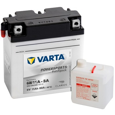 AKUMULIATORIUS MOTOCIKLINIS VARTA 6N11A-3A 6V 11AH 80A 