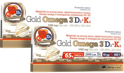 OLIMP GOLD OMEGA 3 D3 + K2 WITAMINA D 2000 j.m 2 x 30 kapsułek