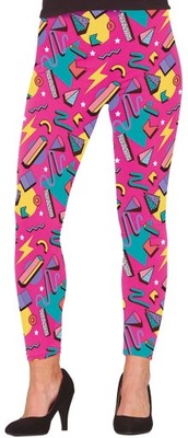 Spodnie LEGGINSY Geometryczne Wzory Lata 80 90, M