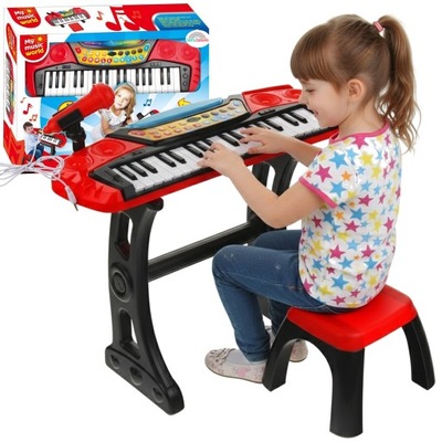 Keyboard Organki Pianinko dla Dzieci STOŁEK Mikrofon STATYW Nagrywanie MP3