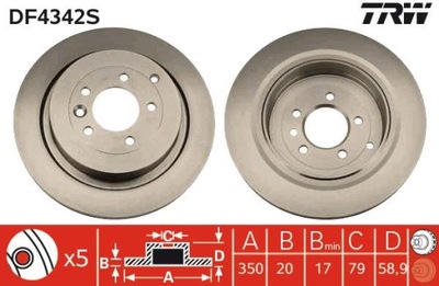 2X DISCS LAND ROVER DISCOVERY RANGE ROVER TRW REAR  