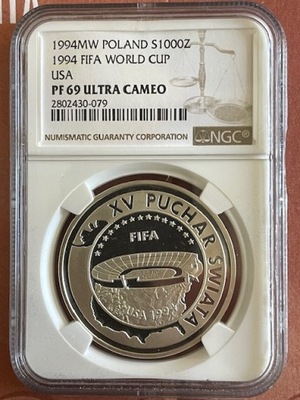 NGC PF69 FIFA USA 1000 zł 1994