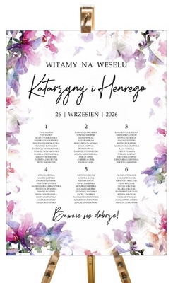 Plan stołów weselnych RUSTYK FLOWER plakat 50x70