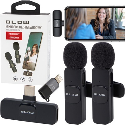 2x MIKROFON BEZPRZEWODOWY KRAWATOWY ODBIORNIK USB-C + ADAPTER DO IPHONE