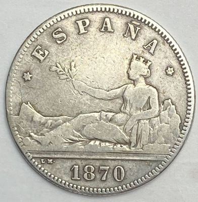 Hiszpania, 2 Pesetas 1870 srebro *260