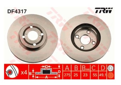 TRW 2XTARCZA ТОРМОЗА TOYOTA P. COROLLA 1,4D-2,0 D-4D