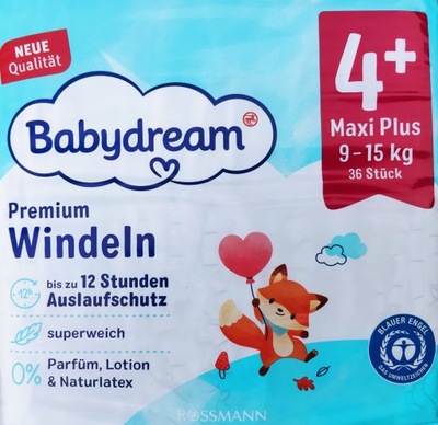 Babydream pieluszki Maxi Plus 4+, (9-20 kg) 36szt