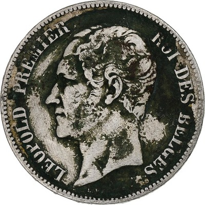 Belgia, Leopold I, 5 Francs, 5 Frank, 1851, Srebro