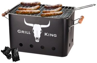 Grill turystyczny węglowy przenośny BBQ czarny 31x21 cm