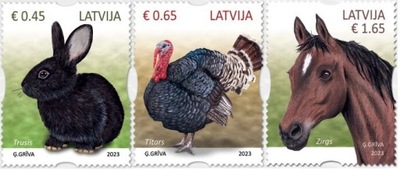 Łotwa 2023 Znaczki 1179-81 ** zwierzęta koń królik
