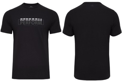 T-SHIRT KOSZULKA MĘSKA CZARNA SPORTOWA NAPISY BAWEŁNA ELASTAN: 3XL