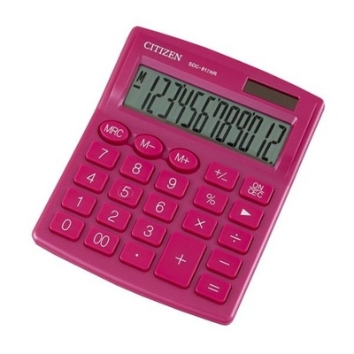Citizen kalkulator SDC812NRPKE, różowa, biurkowy, 12 miejsc, podwójne zasil